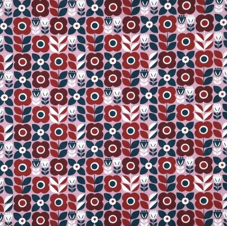 Schöner Leben Baumwollstoff Retro Blumen rot rosa 1,40m Breite Bestseller