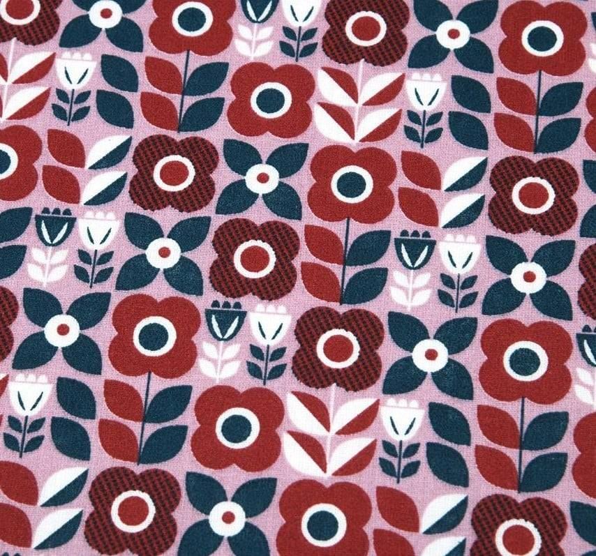 Schöner Leben Baumwollstoff Retro Blumen rot rosa 1,40m Breite Bestseller