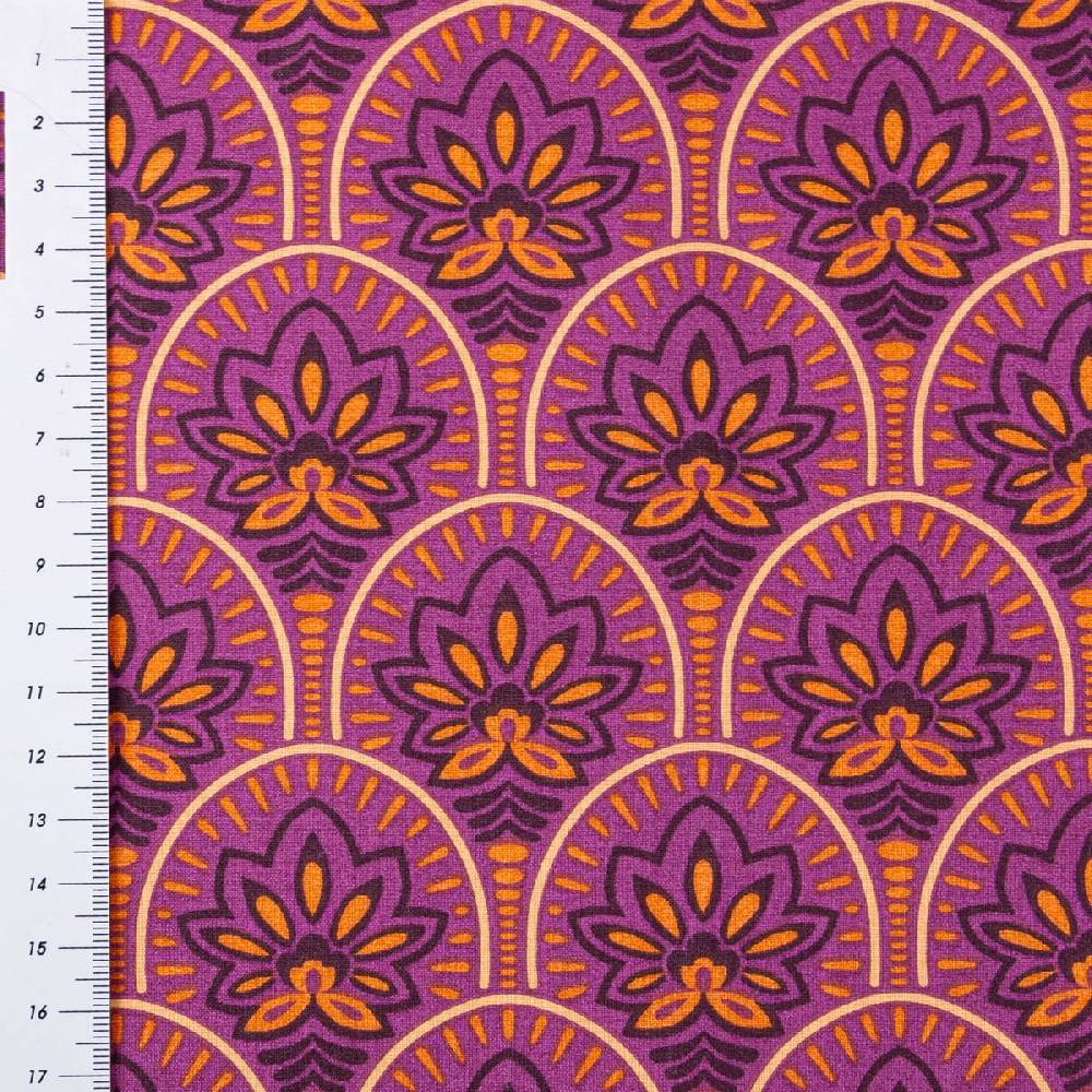 Schöner Leben Tischdeckenstoff abwaschbar Baumwollstoff beschichtet ABSTRACT Art Deco Blumen Bogen violett 1,45m Breite Saisonale Angebote