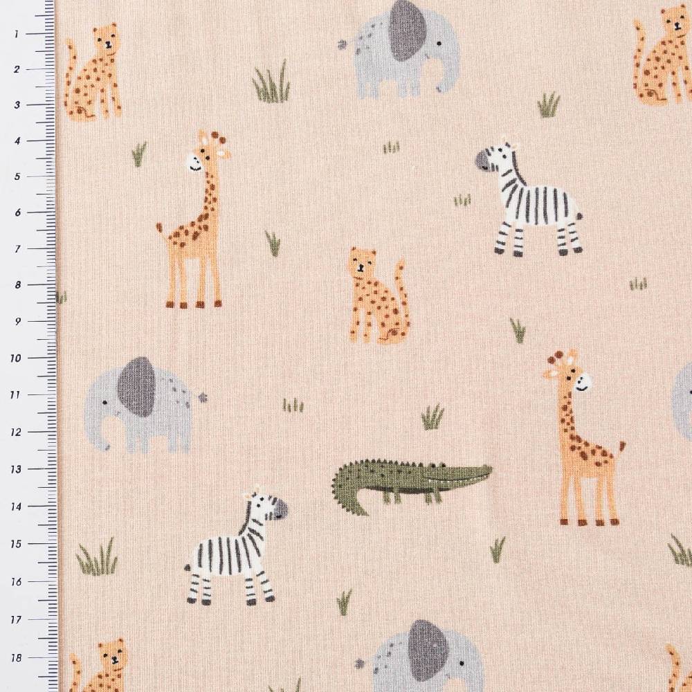 Schöner Leben Jersey Stoff Baumwolljersey Afrika Tiere Elefant Zebra beige 1,50m Breite VIP-Rabatte