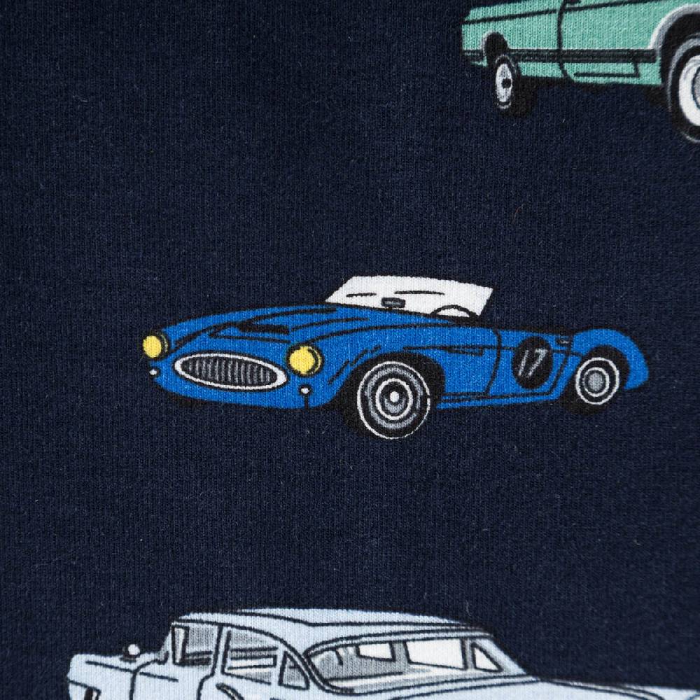 Schöner Leben Jersey Stoff Baumwolljersey CLASSIC CARS Autos dunkel blau mint 1,45m Breite Wochenangebot