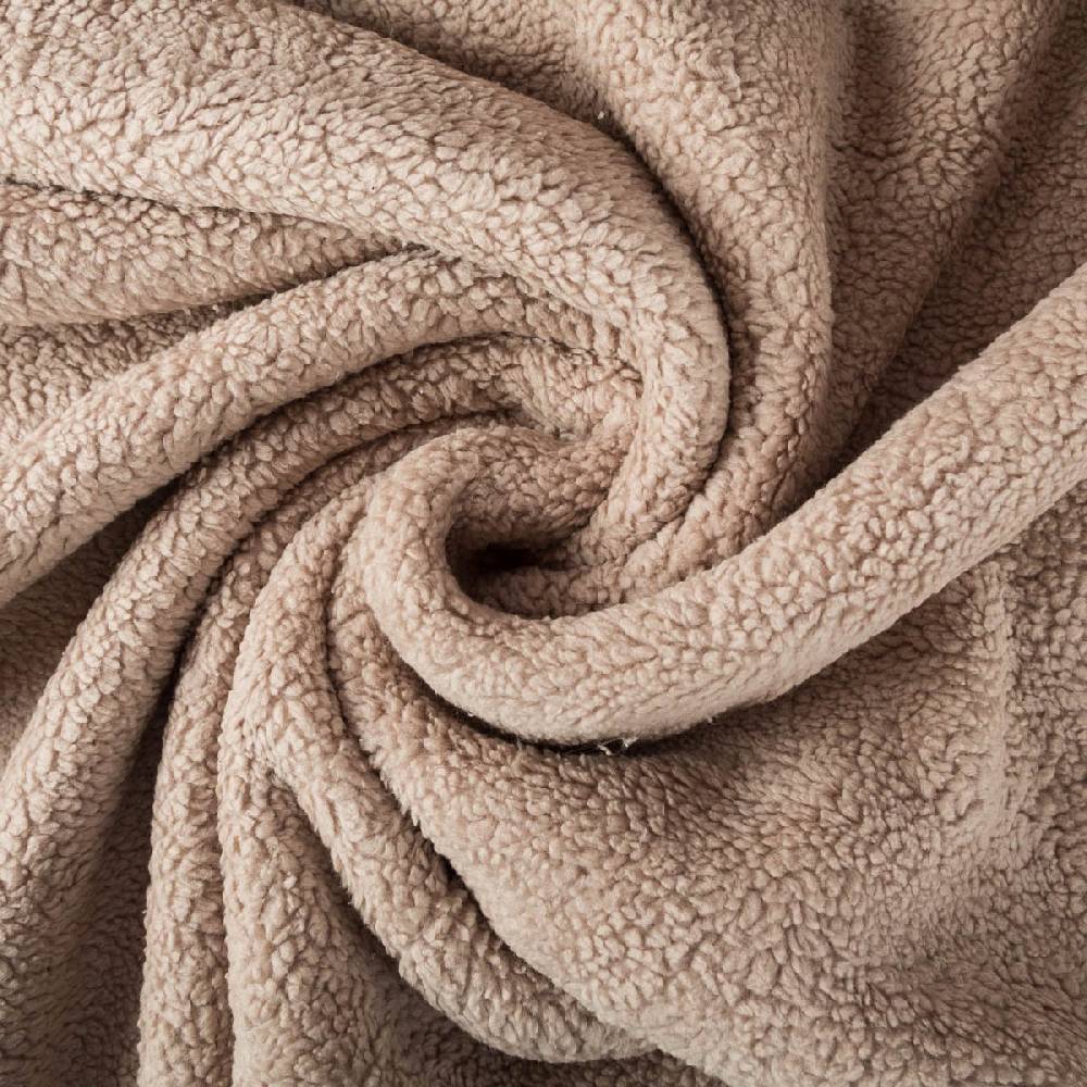 Schöner Leben Teddy Fleece Baumwoll Krimmer Plüschstoff einfarbig taupe 1,6m Breite Letzte 2 Tage
