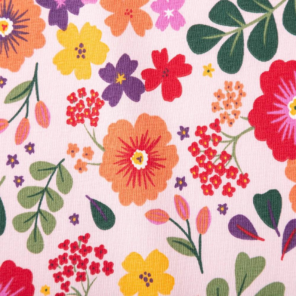 Schöner Leben Jersey Stoff Baumwolljersey Dorie Blumen Blätter rosa bunt 1,45m Breite Bis zu 65% Rabatt