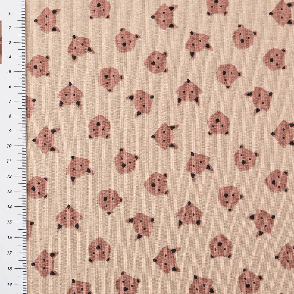 Schöner Leben Jersey Stoff Baumwolljersey Ruzmi Bär Fuchs Gesichter camel braun 1,45m Breite Sonderangebot der Fabrik