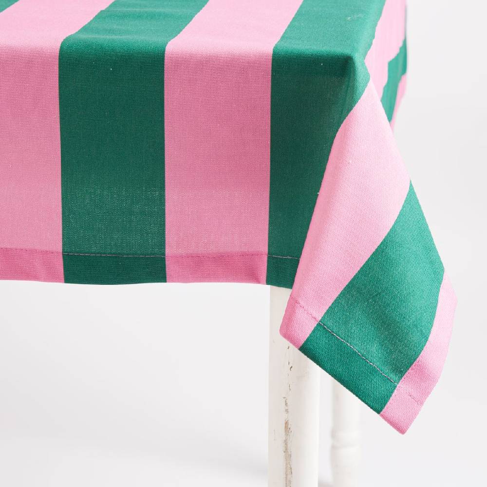 Schöner Leben Tischdecke Streifen dunkelgrün pink in versch. Größen von SCHÖNER LEBEN Bis zu 55% Rabatt