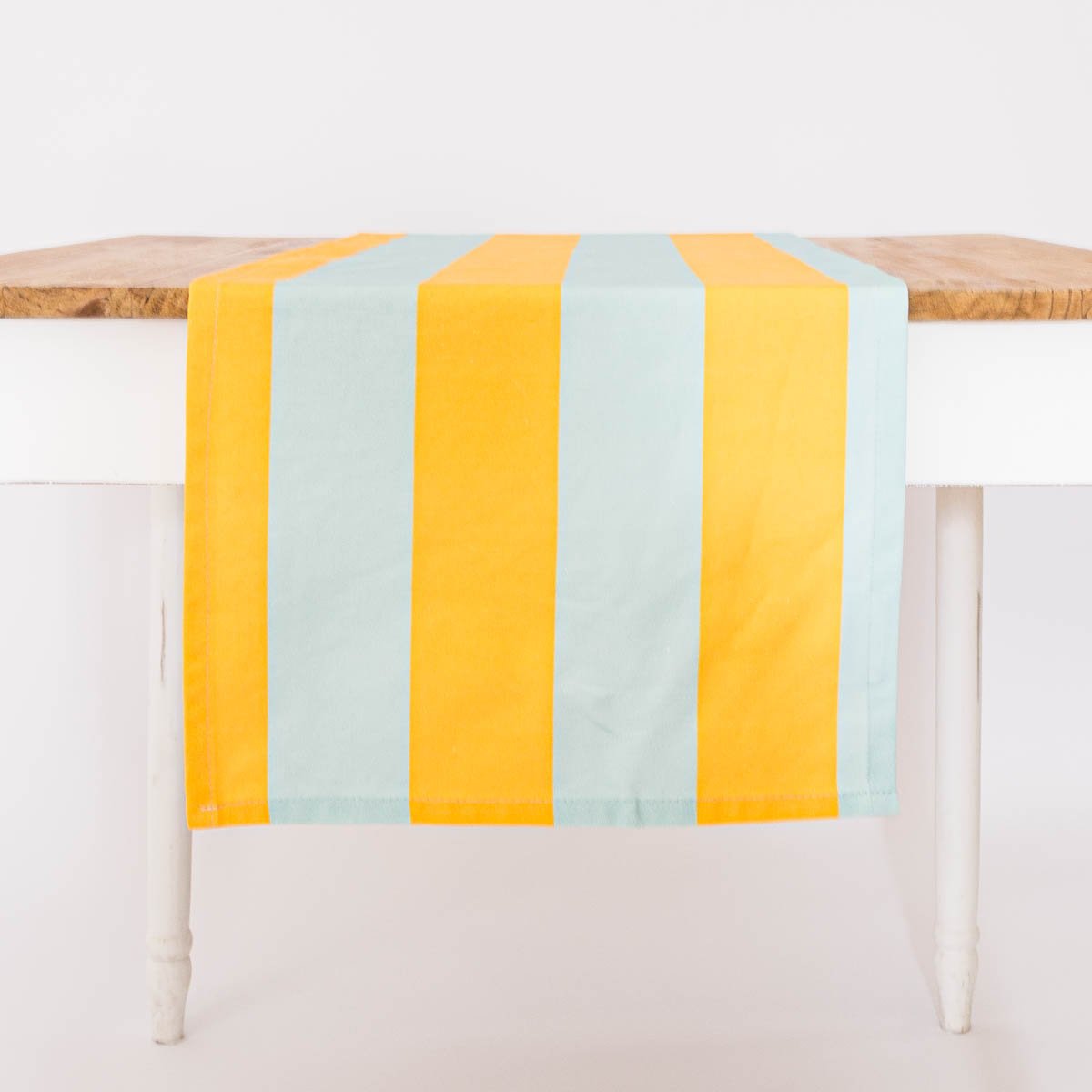 Schöner Leben Tischläufer Streifen hellblau gelb 40x160cm von SCHÖNER LEBEN Nur noch ein Tag übrig