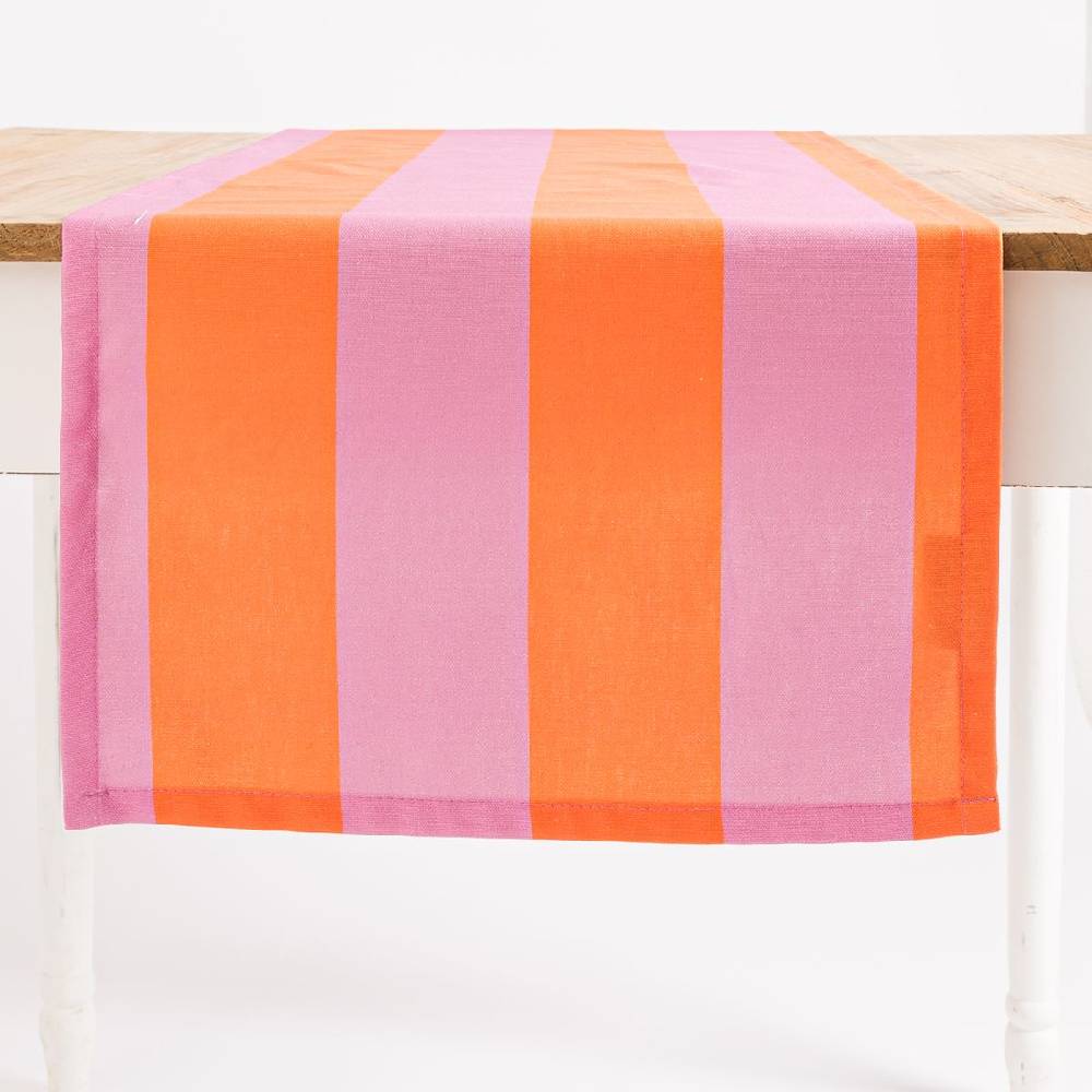 Schöner Leben Tischläufer Streifen orange pink 40x160cm von SCHÖNER LEBEN Riesige Rabatte