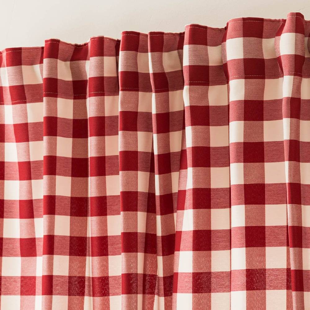 Schöner Leben Vorhang mit Smok-Schlaufenband Karo rot weiß in 245cm oder Wunschlänge von SCHÖNER LEBEN Rabatte dieses Monats