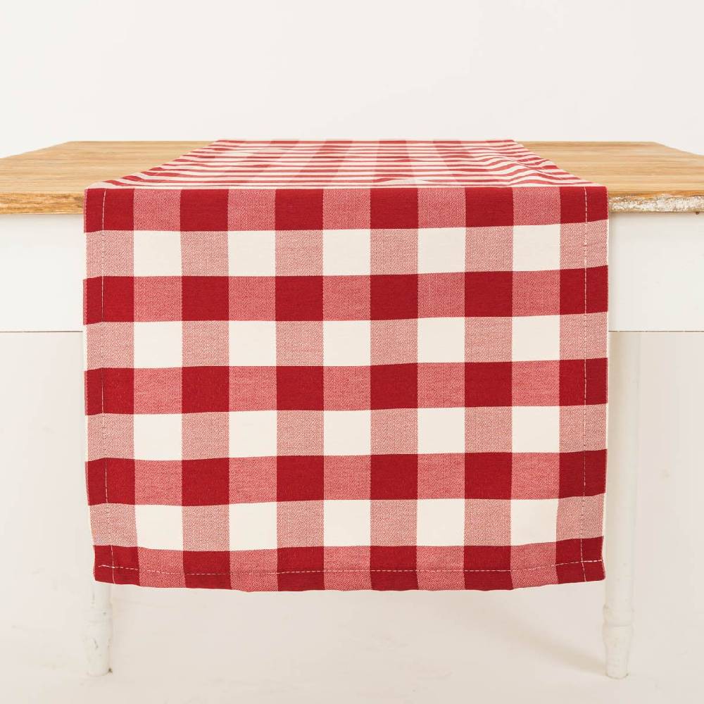 Schöner Leben Tischläufer Karos rot weiß 40x160cm von SCHÖNER LEBEN Outlet