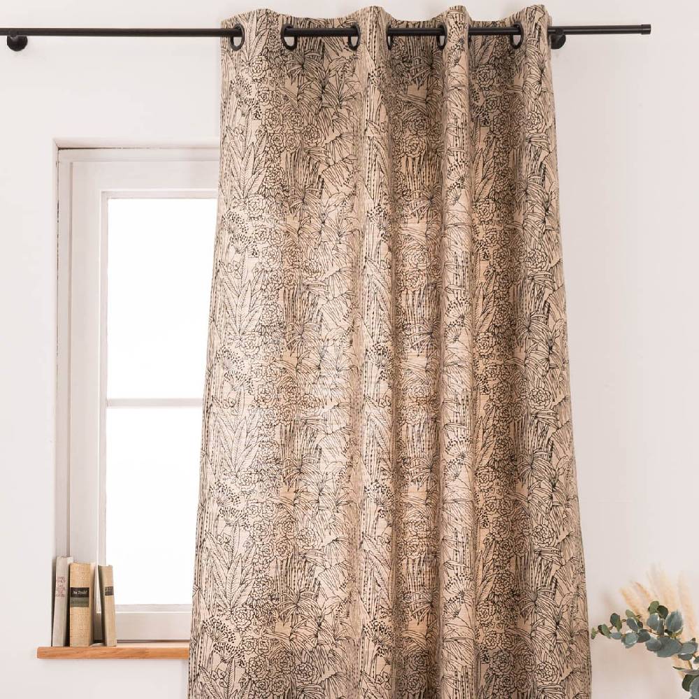 Schöner Leben Vorhang Orphee Botanics Leinenlook mit schwarzen Ösen natur schwarz in 245cm oder Wunschlänge von SCHÖNER LEBEN Blitzverkäufe