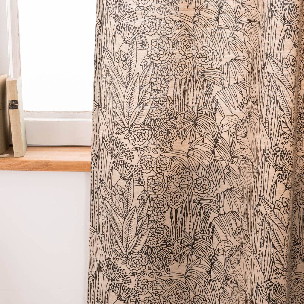 Schöner Leben Vorhang Orphee Botanics Leinenlook mit schwarzen Ösen natur schwarz in 245cm oder Wunschlänge von SCHÖNER LEBEN Blitzverkäufe