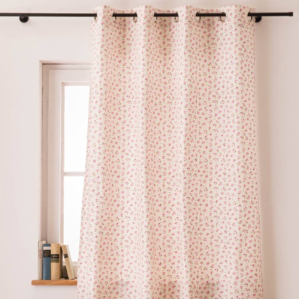 Schöner Leben Vorhang mit Ösen Classic Little Rose Rosenblüten ecru rosa in 245cm oder Wunschlänge von SCHÖNER LEBEN Fabrik Onlineshop