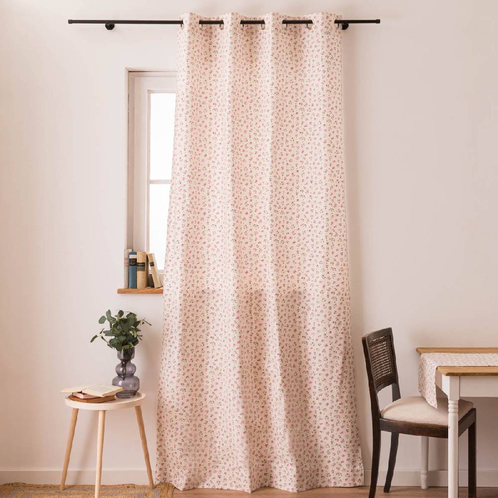 Schöner Leben Vorhang mit Ösen Classic Little Rose Rosenblüten ecru rosa in 245cm oder Wunschlänge von SCHÖNER LEBEN Fabrik Onlineshop