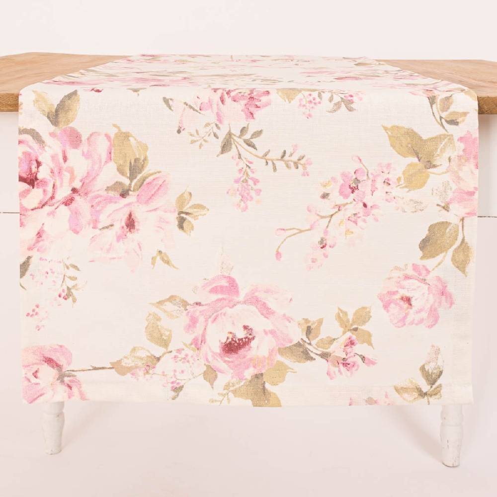 Schöner Leben Tischläufer Classic Painted Rose Rosen ecru rosa 40x160cm von SCHÖNER LEBEN Günstig kaufen