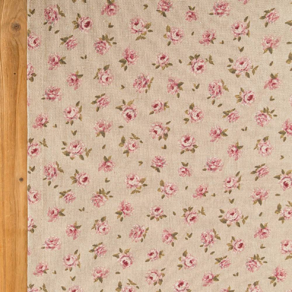 Schöner Leben Tischläufer Classic Little Rose Rosenblüten Leinenlook natur rosa 40x160cm von SCHÖNER LEBEN Versandkostenfrei
