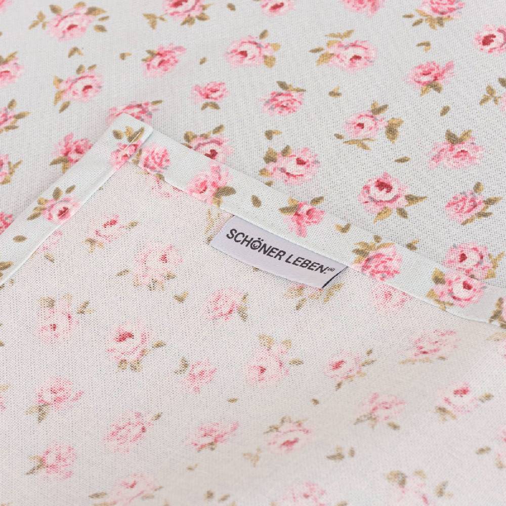 Schöner Leben Tischläufer Classic Little Rose Rosenblüten hellblau rosa 40x160cm von SCHÖNER LEBEN Großer Ausverkauf