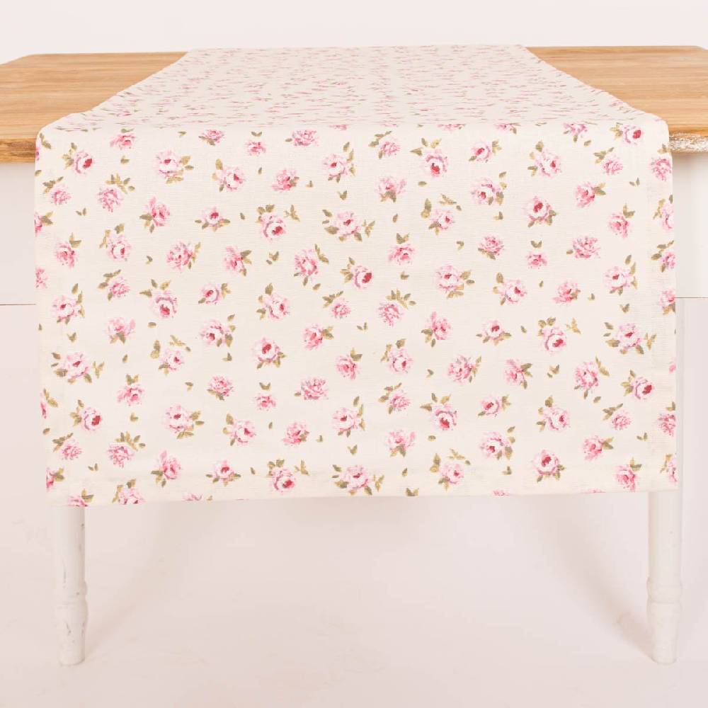 Schöner Leben Tischläufer Classic Little Rose Rosenblüten ecru rosa 40x160cm von SCHÖNER LEBEN Flash Sale