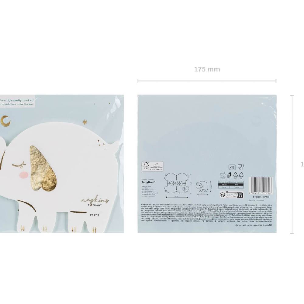 Schöner Leben Papierservietten Elefant weiß goldfarbig 16x13,5cm 2lagig 12 Stück Bis zu 50% Rabatt