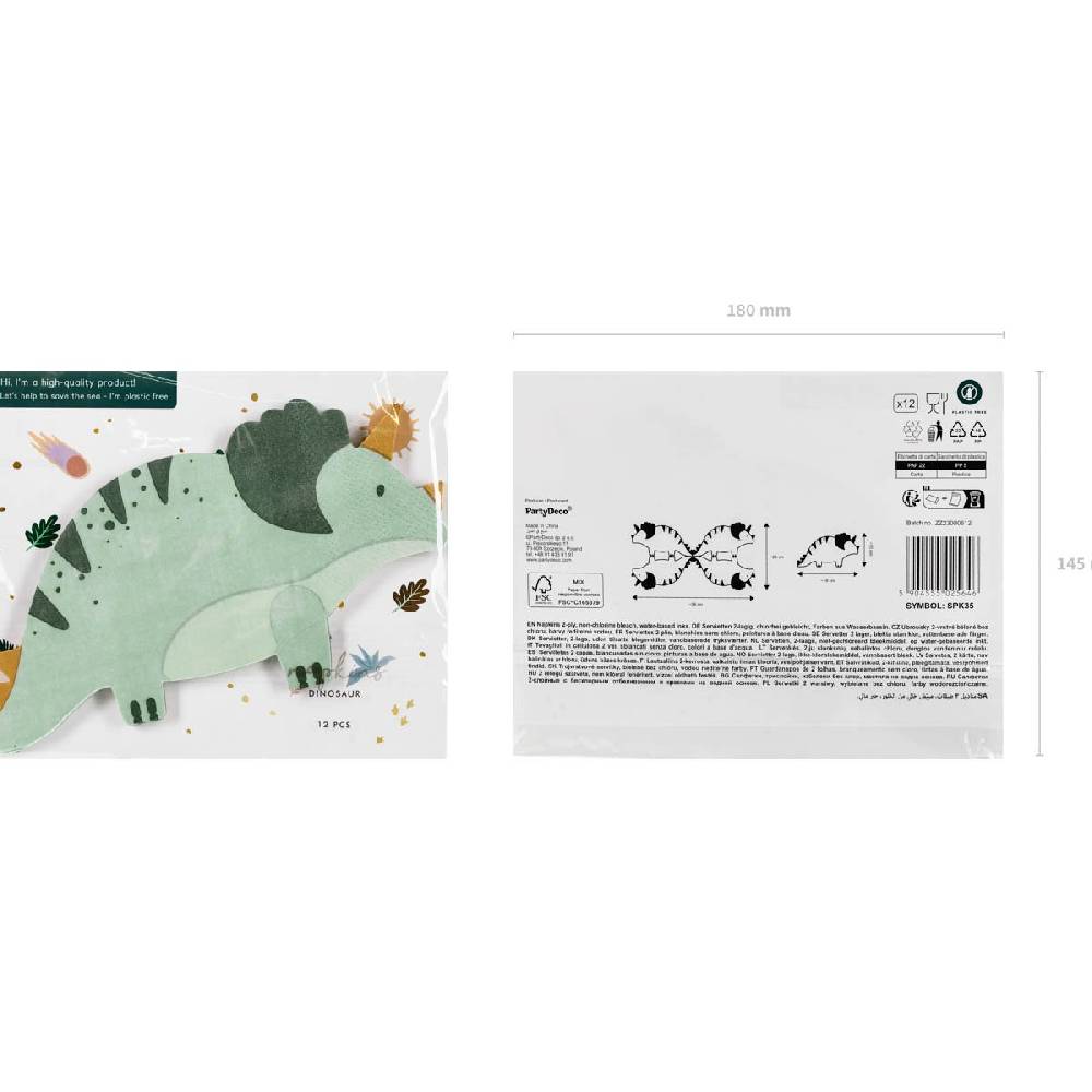 Schöner Leben Dinosaurier Servietten Triceratops grün 18x10cm 2lagig 12 Stück Nur für heute
