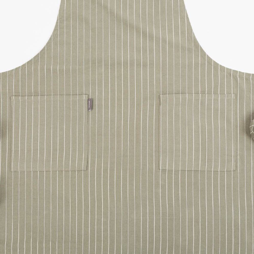 Schöner Leben Schürze aus Baumwolle in Einheitsgröße oilvgrün weiß gestreift 75x90cm von Linen & More Bis zu 55% Rabatt