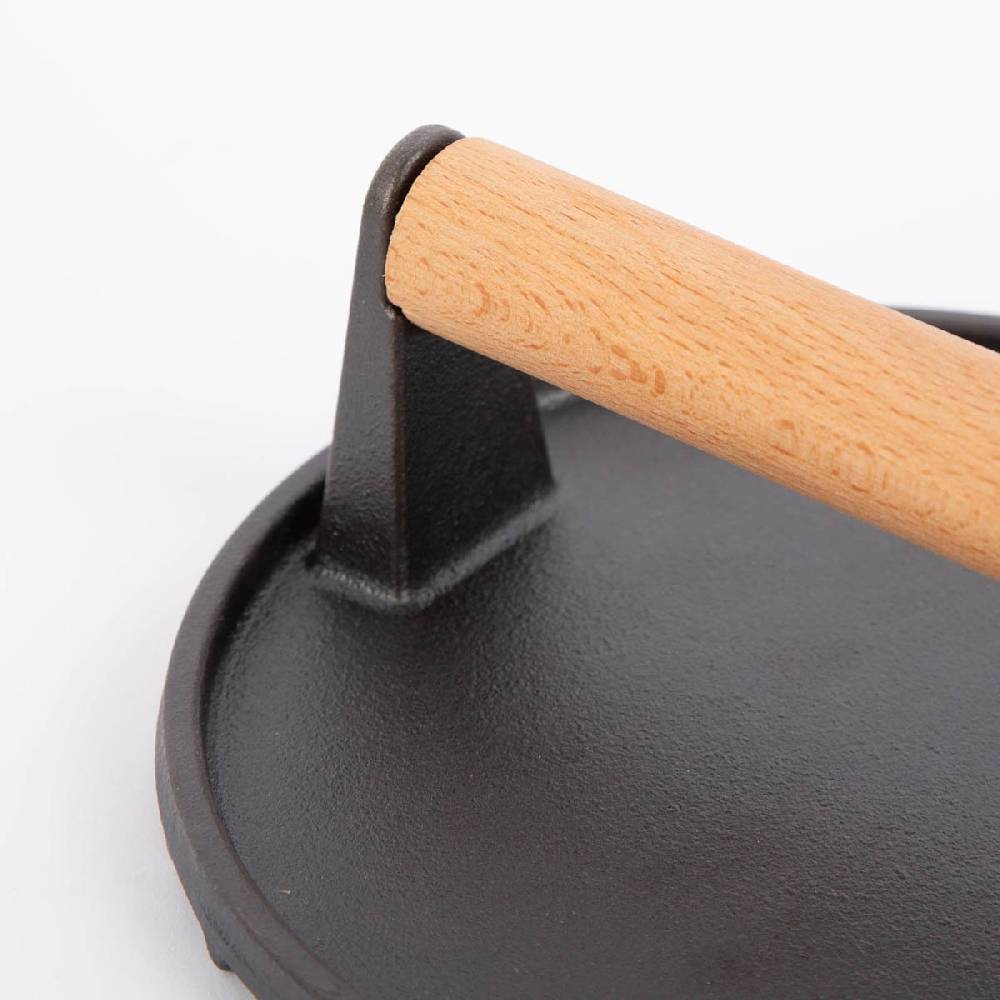 Schöner Leben Fleischpresse aus Gusseisen mit Holzgriff schwarz natur 17,8x5cm Nur noch ein Tag übrig