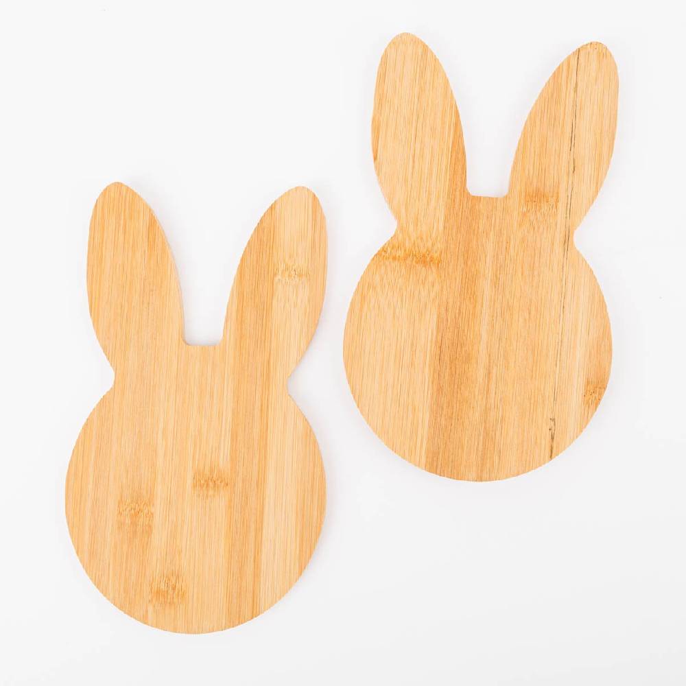 Schöner Leben 2 Stück Frühstücksbrettchen Hase aus Bambusholz 14x24x1cm 50% Rabatt mit kostenlosem Versand
