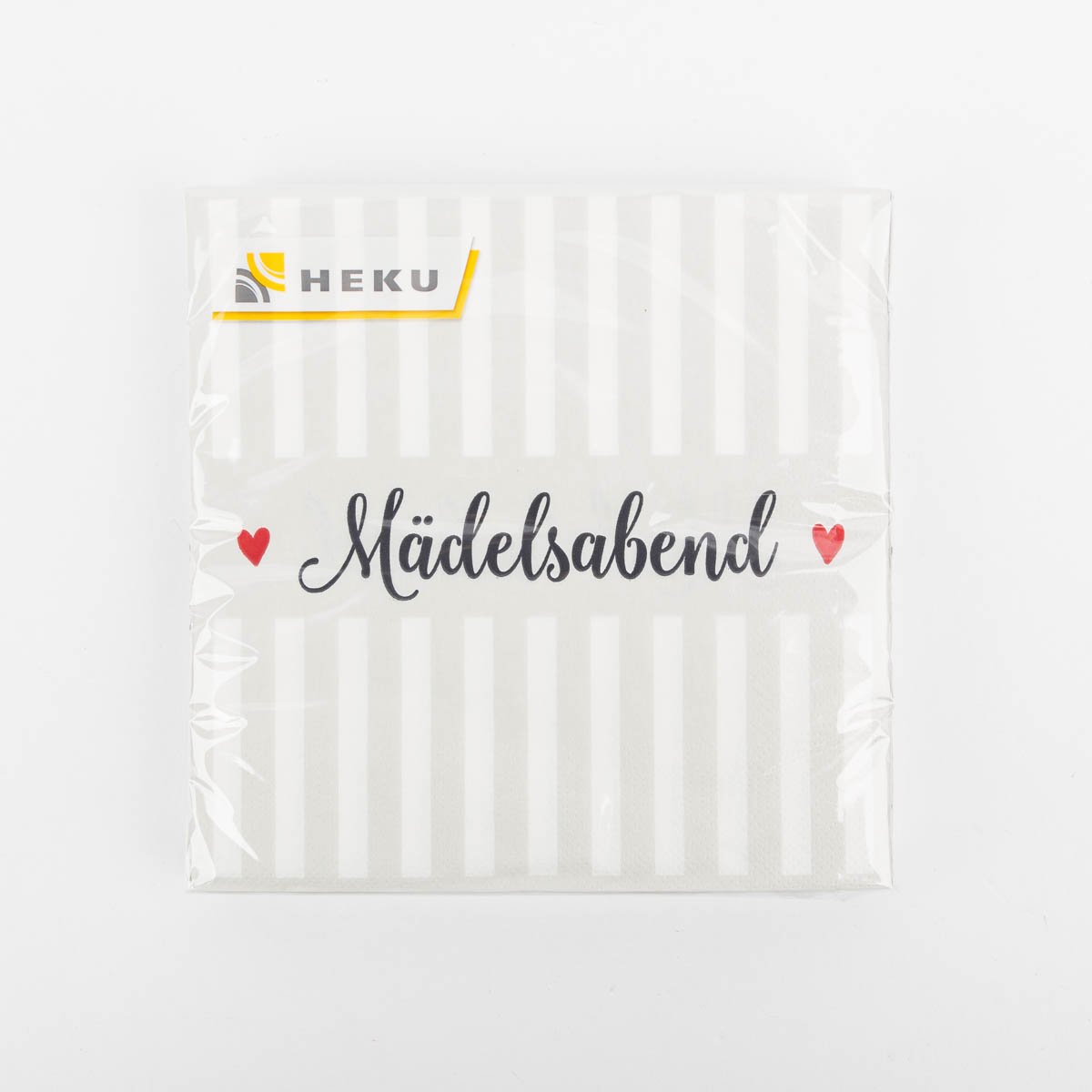 Schöner Leben Serviette Mädelsabend gestreift grau weiß rot 33x33cm 3lagig 20 Stück