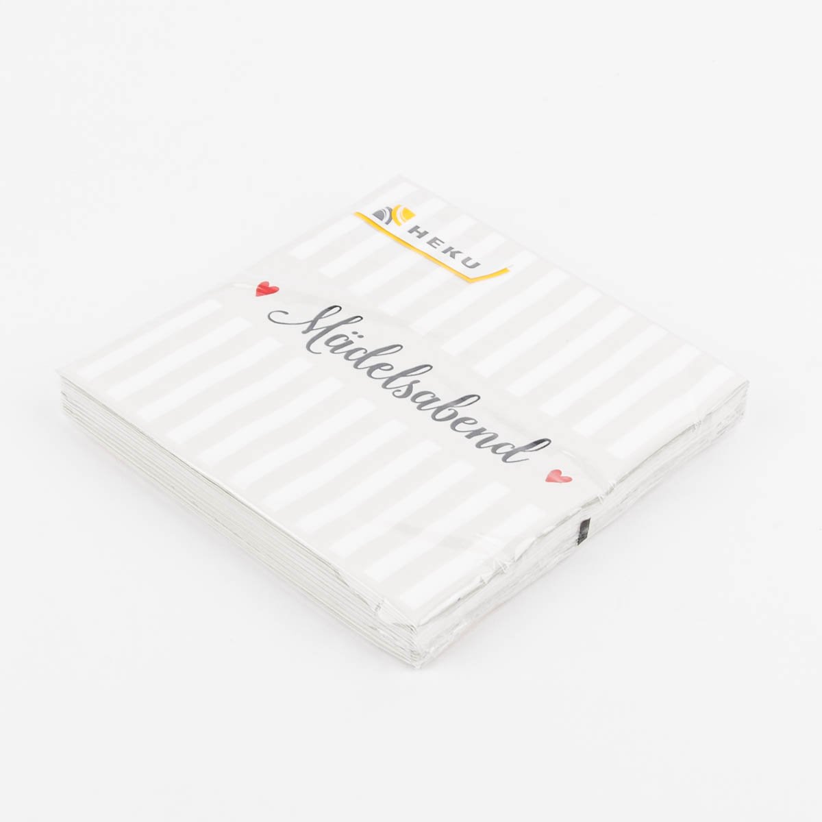 Schöner Leben Serviette Mädelsabend gestreift grau weiß rot 33x33cm 3lagig 20 Stück im Angebot