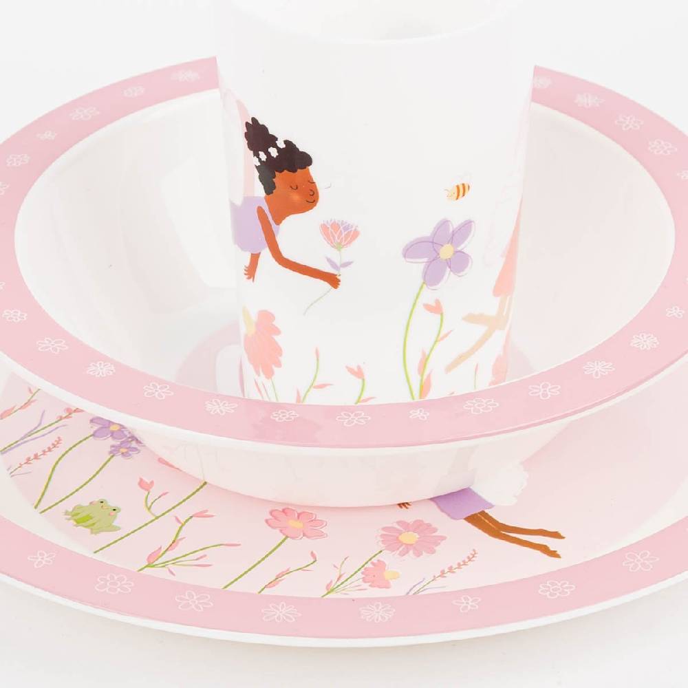 Schöner Leben Kinder Geschirrset 3-tlg. Feenwelt aus recycelten PET-Flaschen weiß rosa bunt 26,5x6,5x24,5cm von Sass & Belle Meist gekauft