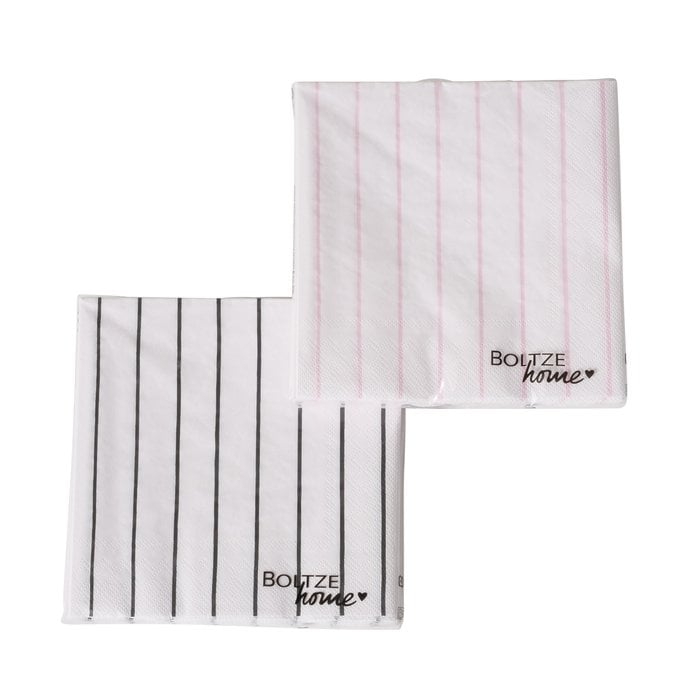 Schöner Leben Servietten gestreift 20 Stück weiß-rosa oder weiß-schwarz 3x33cm Blitzverkäufe