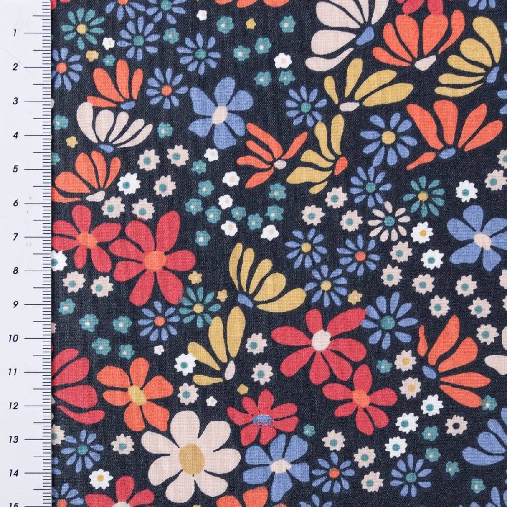 Schöner Leben Tischdeckenstoff abwaschbar Baumwollstoff beschichtet Enduit Maria Blumen blau bunt 1,45m Breite Limitierter Zeitrabatt