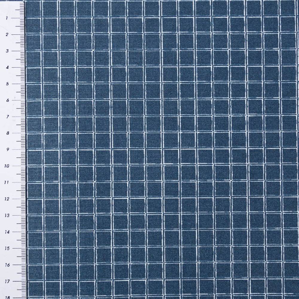Schöner Leben Tischdeckenstoff abwaschbar Baumwollstoff beschichtet Enduit Jules Karo blau weiß 1,45m Breite Fabrik Onlineshop