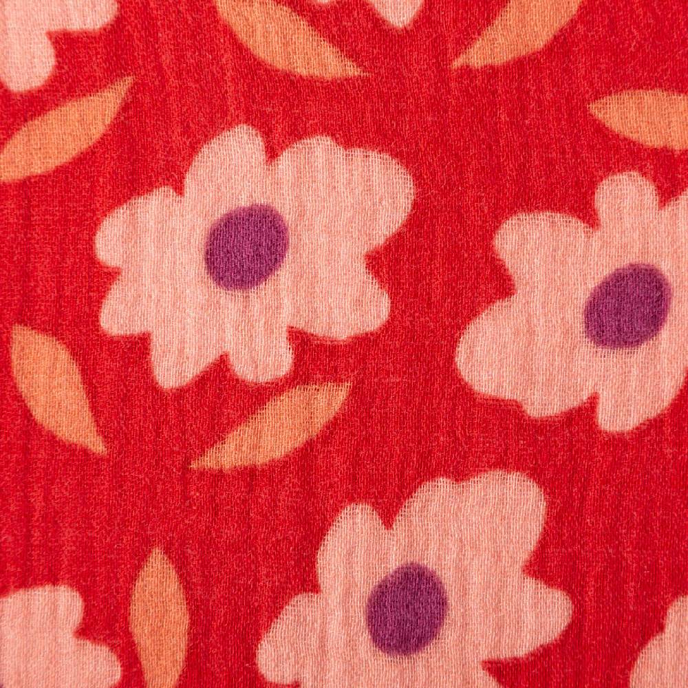 Schöner Leben Musselin Stoff Double Gauze Floli Blumen Blätter rot violett 1,30m Breite Flash Sale