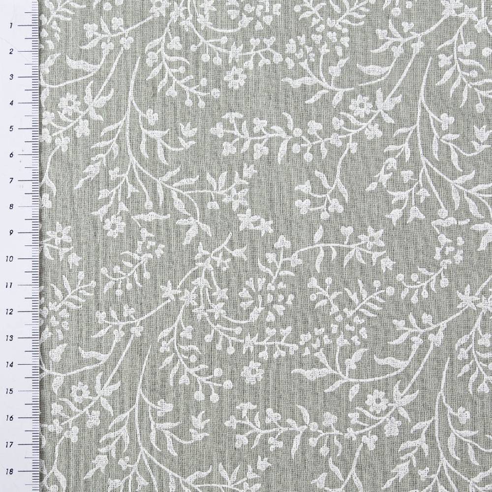 Schöner Leben Musselin Stoff Double Gauze Taznak Blumen Ranken mint grün weiß 1,30m Breite Begrenztes Angebot