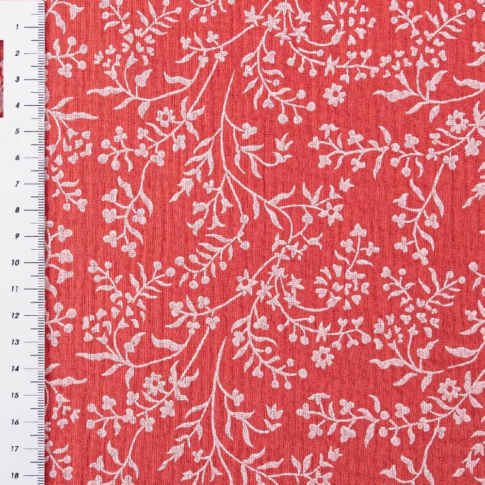 Schöner Leben Musselin Stoff Double Gauze Taznak Blumen Ranken hell rot weiß 1,30m Breite Online Shopping