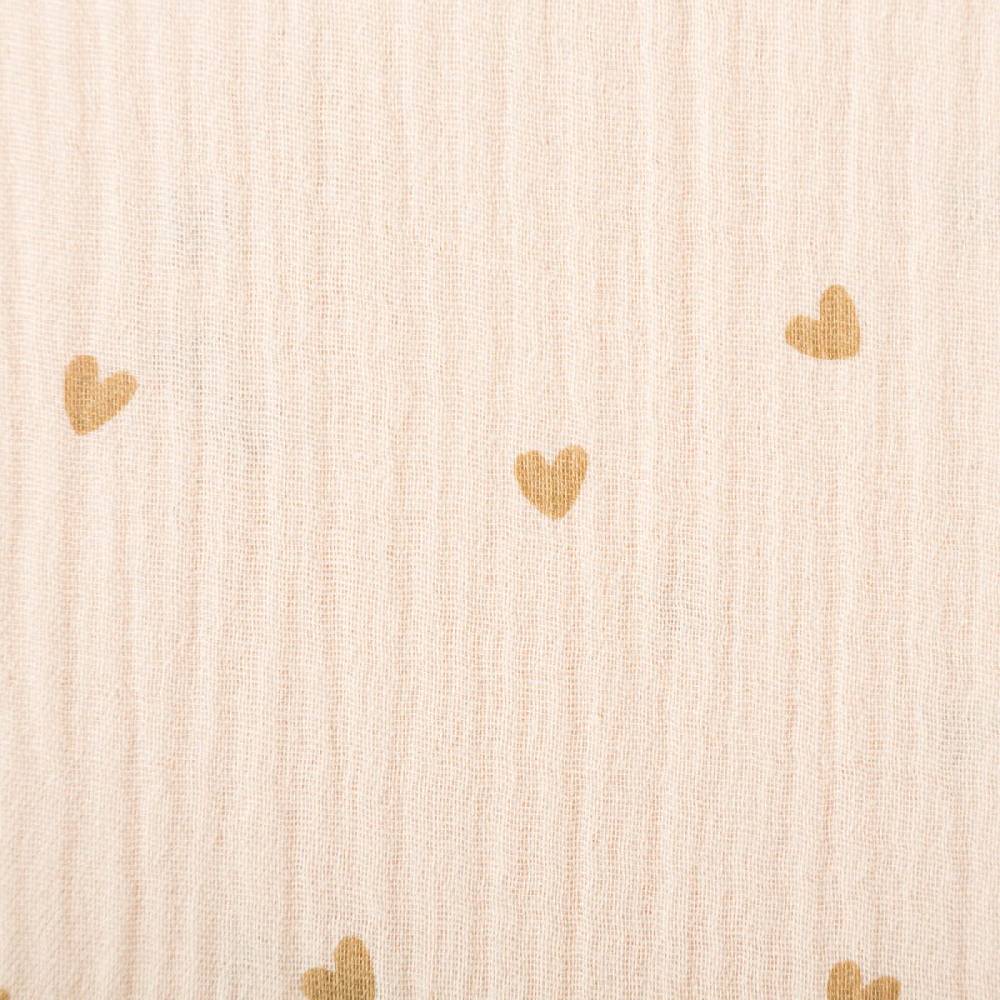 Schöner Leben Musselin Stoff SMALL HEARTS Herzchen beige braun 1,35m Breite Saisonschlussverkauf