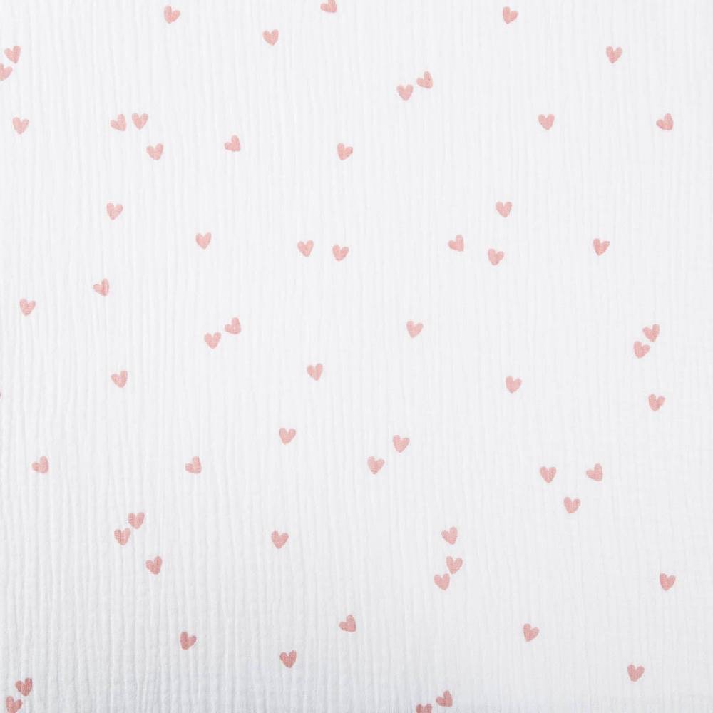 Schöner Leben Musselin Stoff SMALL HEARTS Herzchen weiß altrosa 1,35m Breite Black Friday