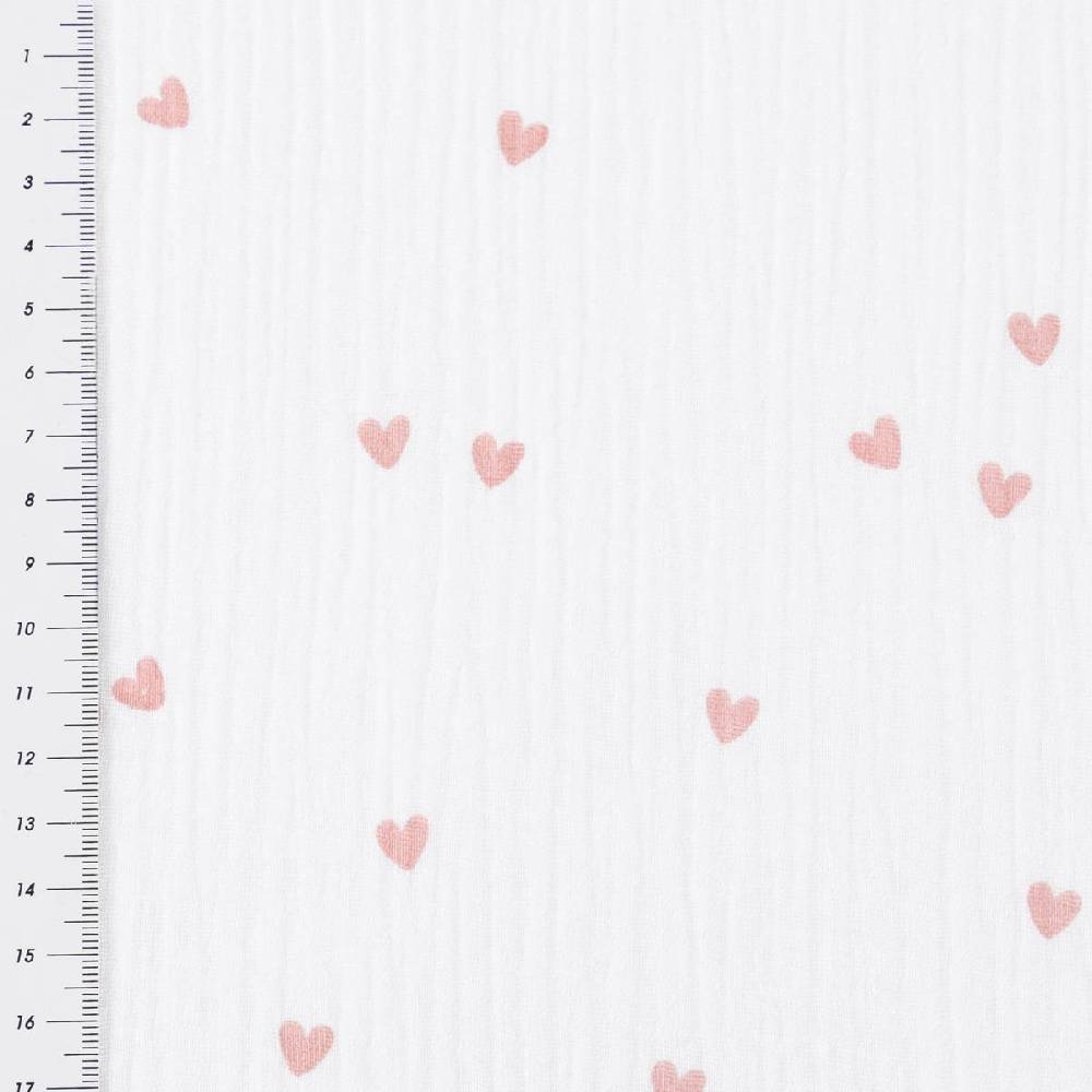 Schöner Leben Musselin Stoff SMALL HEARTS Herzchen weiß altrosa 1,35m Breite Black Friday
