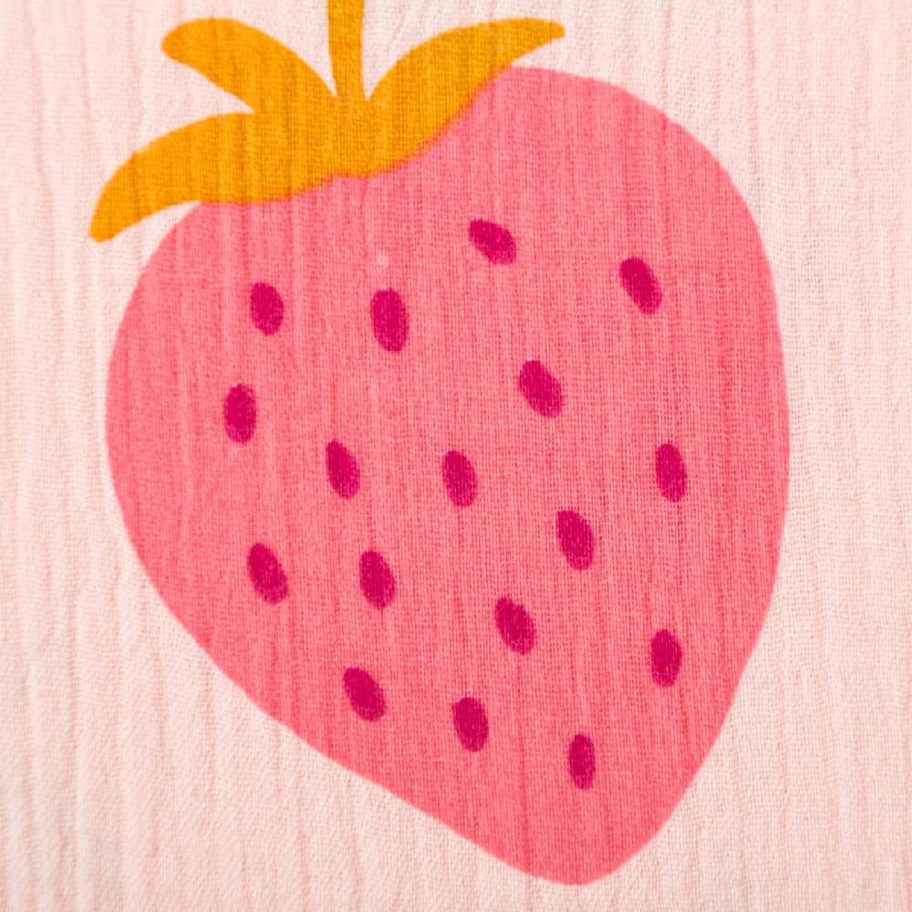 Schöner Leben Musselin Stoff STRAWBERRIES Erdbeeren groß hell rosa pink 1,35m Breite Cyber Monday