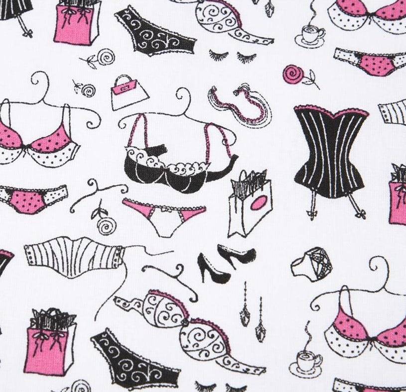 Schöner Leben Baumwollstoff Culotte Lingerie weiß rosa schwarz 1,40m Breite Jubiläumsangebot