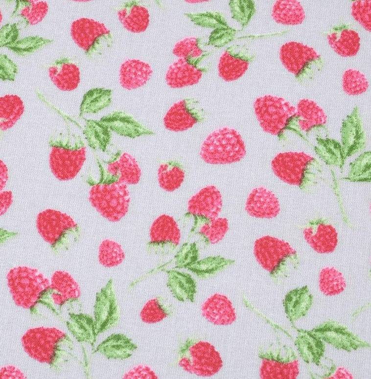 Schöner Leben Baumwollstoff Himbeeren hellgrau rosa 1,40m Breite Top Angebot