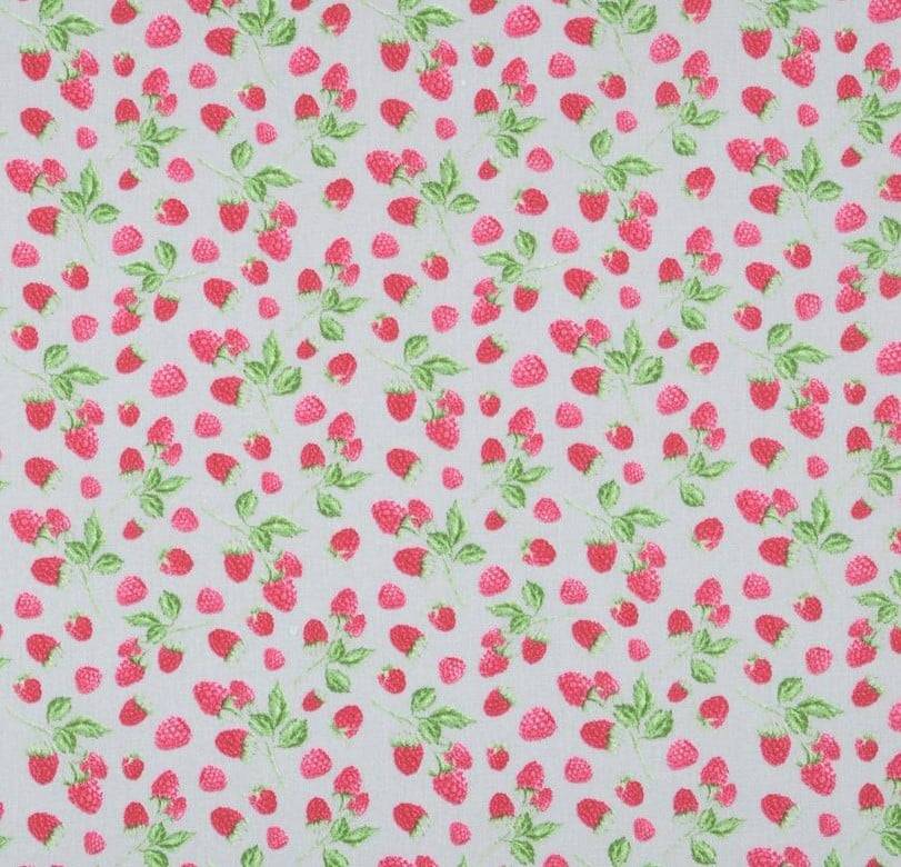 Schöner Leben Baumwollstoff Himbeeren hellgrau rosa 1,40m Breite Top Angebot
