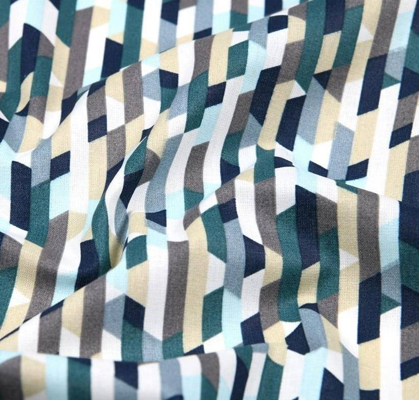 Schöner Leben Baumwollstoff Trapeze blau weiß vanille 1,40m Breite Online Outlet