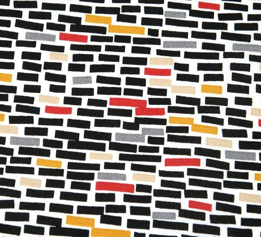 Schöner Leben Baumwollstoff Wall Rechtecke schwarz rot gelb 1,40m Breite Exklusive Angebote
