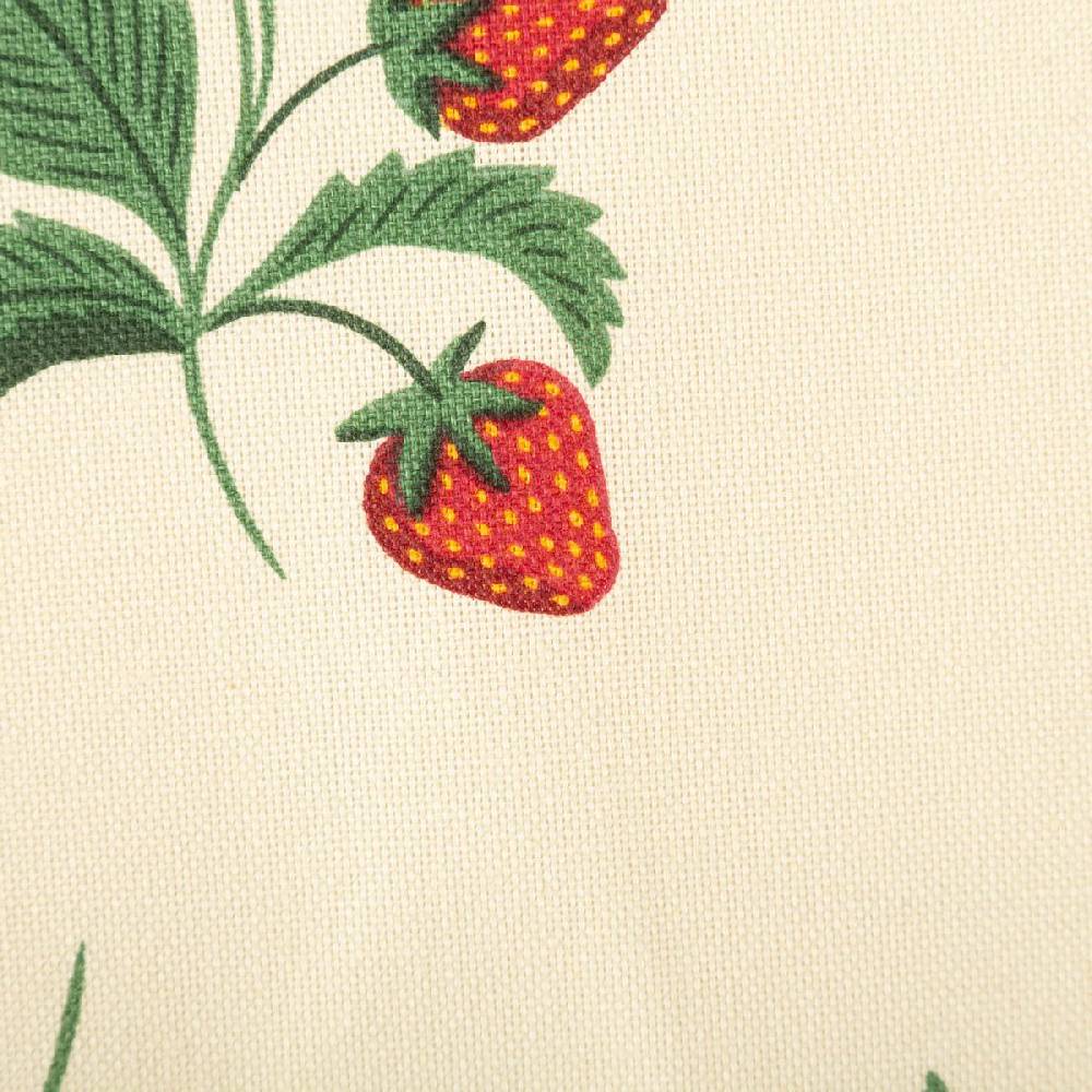 Schöner Leben Dekostoff Halbpanama Strawberry Happy Fruit Erdbeeren vanille rot 1,4m Breite Kauf eins, bekomm eins gratis