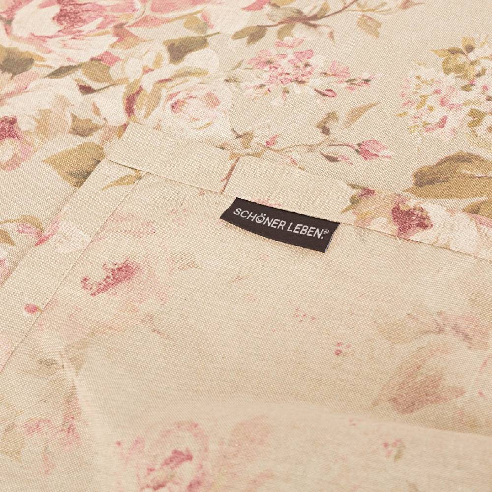 Schöner Leben Tischdecke Classic Painted Rose Rosen Leinenlook natur rosa in versch. Größen von SCHÖNER LEBEN Super Sparpreis