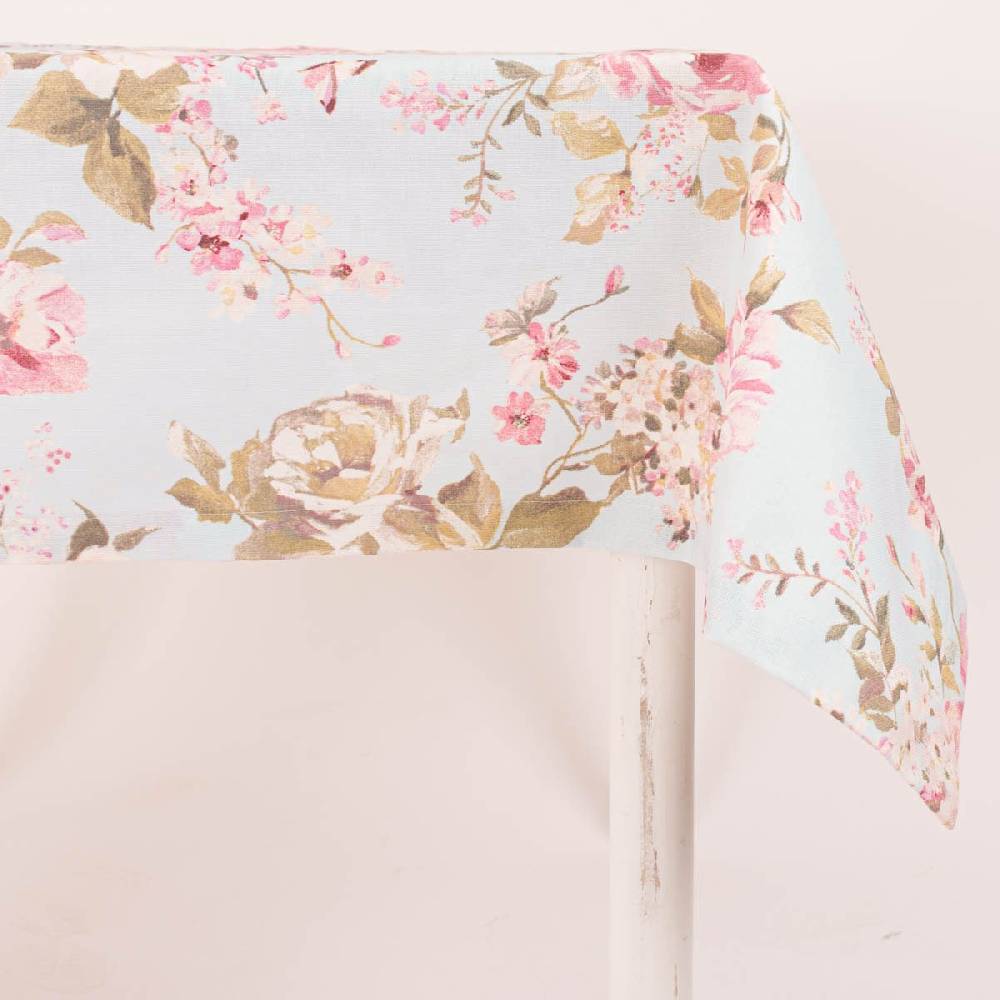 Schöner Leben Tischdecke Classic Painted Rose Rosen hellblau rosa in versch. Größen von SCHÖNER LEBEN Wochenangebot