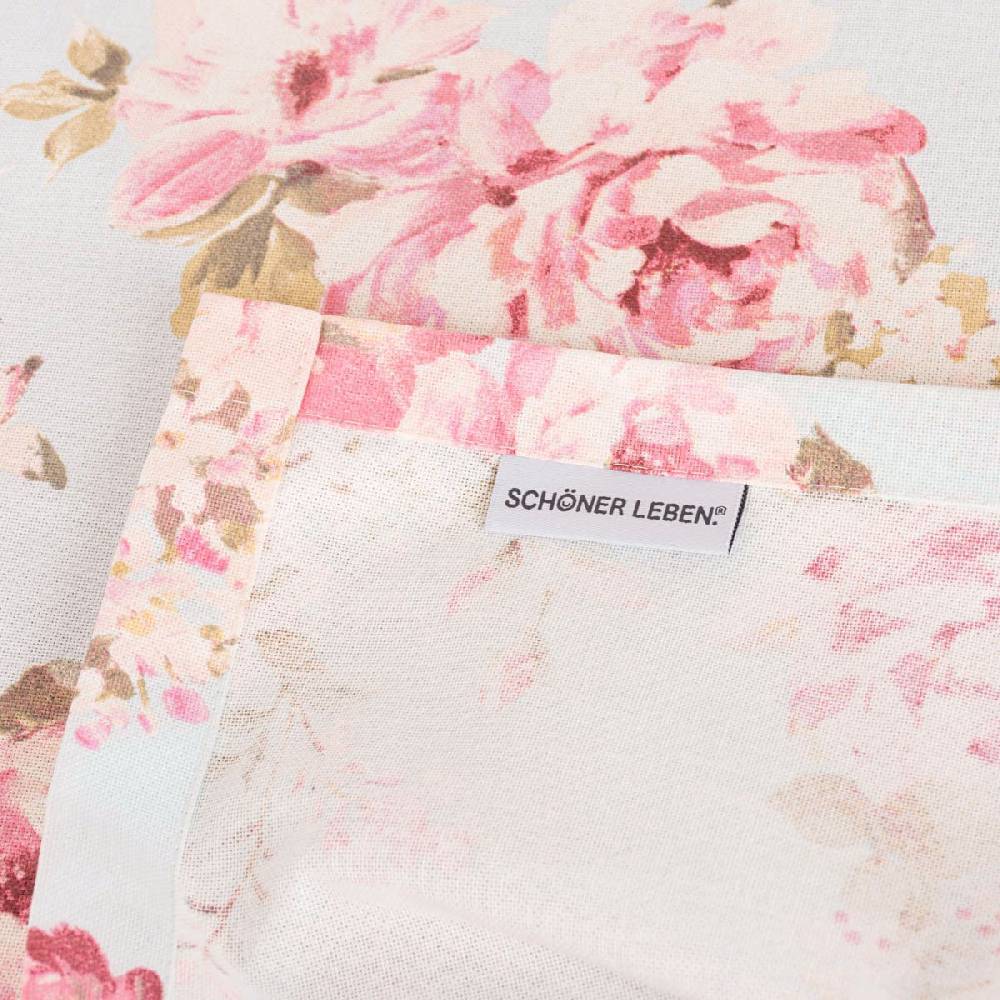 Schöner Leben Tischdecke Classic Painted Rose Rosen hellblau rosa in versch. Größen von SCHÖNER LEBEN Wochenangebot