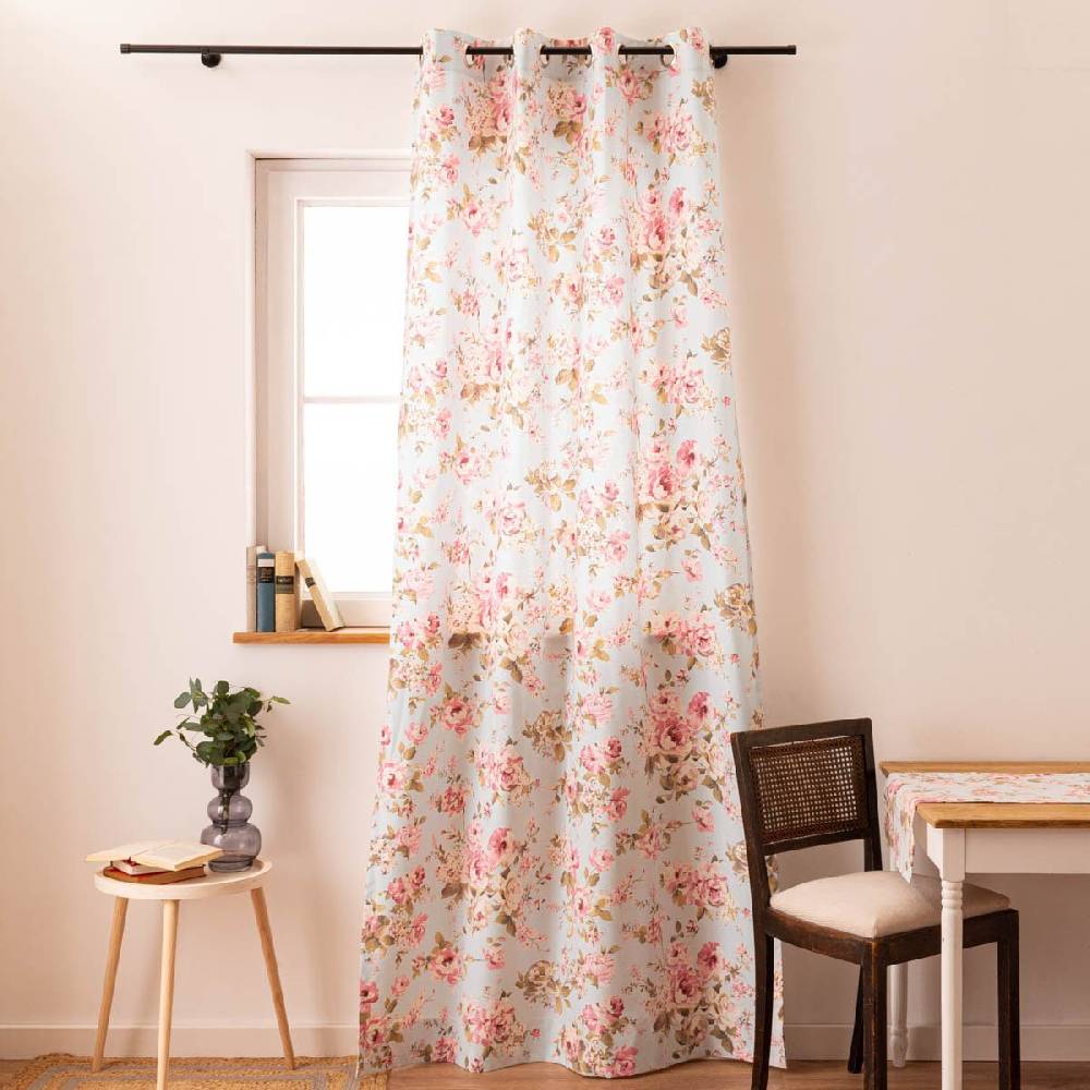 Schöner Leben Vorhang mit Ösen Classic Painted Rose Rosen hellblau rosa in 245cm oder Wunschlänge von SCHÖNER LEBEN JETZT KAUFEN