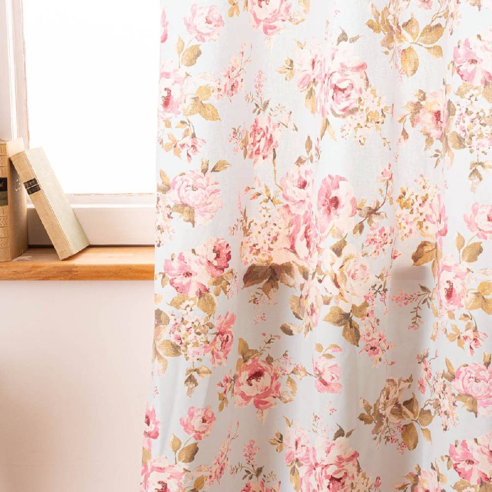 Schöner Leben Vorhang mit Ösen Classic Painted Rose Rosen hellblau rosa in 245cm oder Wunschlänge von SCHÖNER LEBEN JETZT KAUFEN